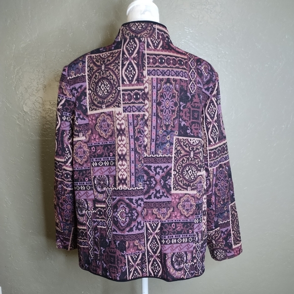 Bonworth Jewel Tone Purple Abstract Tapestry Jacket Vintage Boho Sz L - Picture 4 of 9